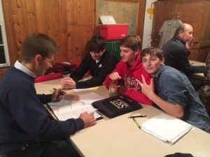 Life scouts Blake, Will & Eric working on their Eagle requirements.