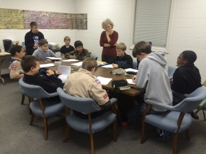 Scouts have begun working on their Citizenship in the Nation badge with Mrs. Myers. 